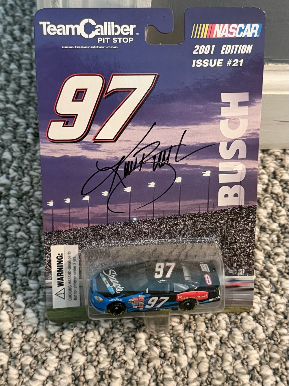 Busch #97 Die-Cast NASCAR Signed Car - Blue in package